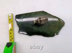 New Zealand EPNS Silver Plated Kiwi Bird on Pounamu Greenstone Base Ornament