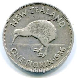 New Zealand Florin 1936 KM-4 very are key date nice HG coin lotfeb4697