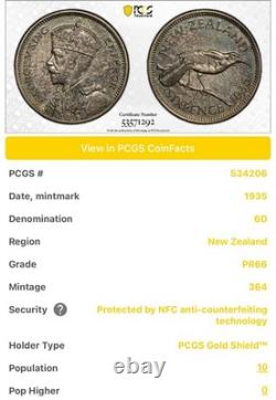 New Zealand George V Proof 6 Pence 1935 PR66 PCGS? SILVER COIN