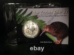 New Zealand Kiwi 2004 1 OZ Silver BU Coin- Little Spotted Kiwi! Scarce