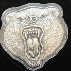New Zealand Mint 2023 Grizzly Bear 2 oz Silver Coin. 999 Fierce Nature Investor