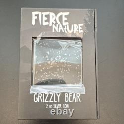 New Zealand Mint 2023 Grizzly Bear 2 oz Silver Coin. 999 Fierce Nature Investor