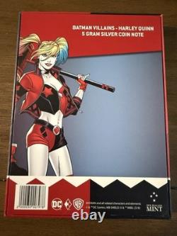 New Zealand Mint Harley Quinn 5g. 999 Silver Bar Coin Note 2019