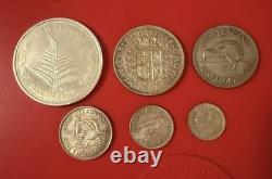 New Zealand Silver Coin Set! Fern, Half Crown, Shilling and Pence