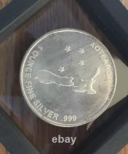 New Zealand Silver Fern Aotearoa Art Round -1 Troy Oz. 999 Silver