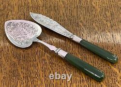 New Zealand sterling silver & jade jam preserve spoon & butter spreader