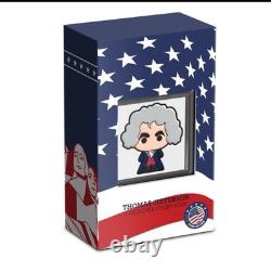 Niue 2022 Thomas Jefferson Chibi Coin 1 oz Silver 2 Dollars New Zealand Mint