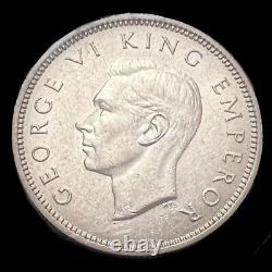 One Shilling Silver Coin 1937 New Zealand Uncirculated Foreign World Coin