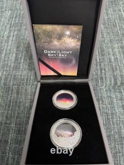 Only 500 Minted- New Zealand Dark Sky/ Light Sky 2 OZ. SILVER Proof Coin Set
