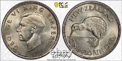 PCGS Graded MS63 New Zealand 1943 Florin 2/- KM-10.1 Uncirculated Silver Coin