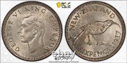 PCGS Graded MS64 New Zealand 1937 Sixpence 6D KM-8 Uncirculated Silver Coin