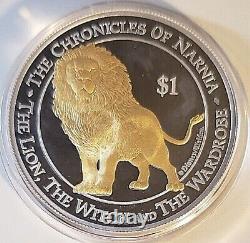 PRISTINE! $1 New Zealand 2006 Silver Proof coin The Lion Narnia