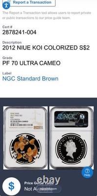 Proof 2012 NIUE Silver S$2 Feng Shui Koi Fish Colorized PF70UC 1 of 84 Mint