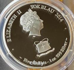 Proof 2014 $5 Tokelau Island Unicorn Colorized PCGS FS PR70DCAM 1 of 15 Spotless