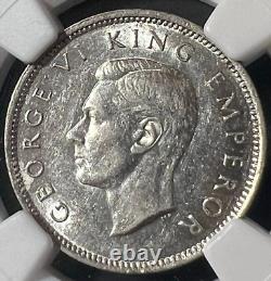 RARE 1942 New Zealand Shilling Broken Back NGC AU 55 Silver