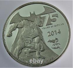 RARE 2014 NUIE 2 oz. 999 silver 75 Years BATMAN DC comics PROOF COA & OGP