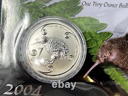 Scarce 2004'Little Spotted Kiwi' 1 toz Silver New Zealand Dollar BU