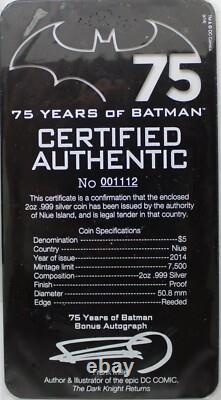 Scarce BATMAN 75th ANNIVERSARY 2014 NIUE 2oz. 999 SILVER COIN $5 NEW