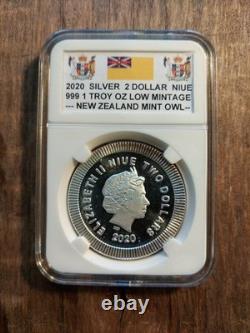 Silver 2020 Rare 2 Dollar. 999 1 Troy Oz. New Zealand Minted Island Of Nuie