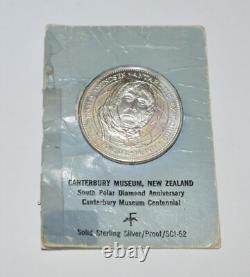 Solid Silver New Zealand Museum Canterbury South Pole Diamond Anniversary Coin
