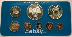 Solomon 1983 Independence Mint Box Set of 8 Coins, With Silver Coin. Proof