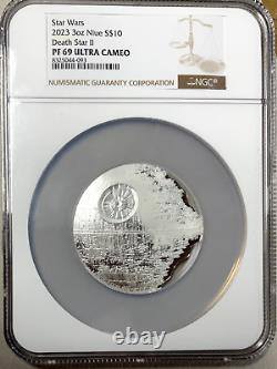 Star Wars 2023 3oz Niue Death Star II PF 69 Ultra Cameo NGC