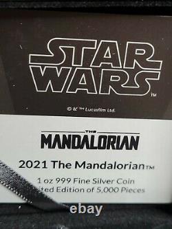Star Wars Mandalorian Classic Mandalorian 1 Oz. Silver Coin Ngc Pf70 First