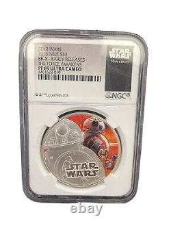 THE FORCE AWAKENS STAR WARS BB-8 2016 NIUE 1oz SILVER COIN $2 NGC PF 69 UC ER