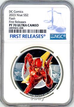 The Flash Movie DC Comics 2023 Niue 1oz Silver Coin NGC 70 FR