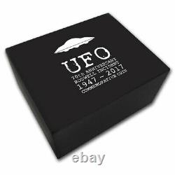 UFO 70th Anniversary of Roswell Incident $2 Silver Coin 2017 Glow In The Dark