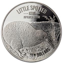 10 dollars Petit kiwi tacheté de Nouvelle-Zélande 5 oz d'argent fin 2018 Épreuve