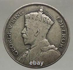 1934 NOUVELLE-ZÉLANDE Royaume-Uni Roi George V Véritable pièce de monnaie en argent demi-couronne antique i56644