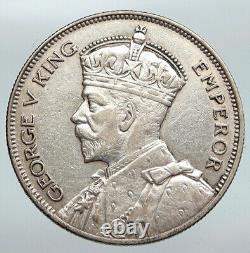 1934 NOUVELLE-ZÉLANDE sous le règne du roi George V du Royaume-Uni Ancienne pièce d'argent de 1/2 couronne avec le blason i91661