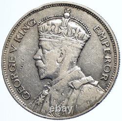 1934 Nouvelle-zelande Royaume-uni George V Antiquité Véritable Argent Demi-crown Pièce I105631