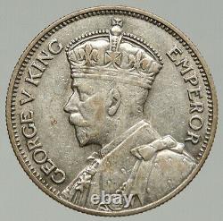 1935 New Zeland Silver One Shilling Coin George V Native Maori Warrior I92426