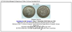 1937 NOUVELLE-ZÉLANDE sous le Roi George VI du Royaume-Uni, pièce d'argent de 1/2 couronne avec blason i76104