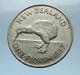1937 Nouvelle Zelande Sous Le Roi Britannique George Vi Argent Florin Coin W Kiwi Bird I68319