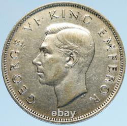1941 NOUVELLE-ZÉLANDE ROYAUME-UNI Roi George VI Écu Argent 1/2 Couronne ANCIEN Monnaie i97919