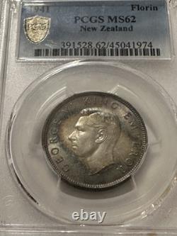 1941 Nouvelle-Zélande 1 Florin MS62 PCGS MONSTRE TONÉ