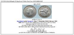 1941 Nouvelle Zelande Sous Le Roi Britannique George VI Silver Florin Coin W Kiwi Bird I83289