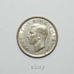 1942, 6 Pence Nouvelle-Zélande Argent Faible Tirage Seulement 360k Émis Pièce de Très Haute Valeur