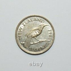 1942, 6 Pence Nouvelle-zélande Argent Monnaie Basse Seulement 360k Monnaie De Très Haute Valeur