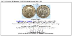 1942 NOUVELLE-ZÉLANDE ROYAUME-UNI Roi George VI VIEILLE Pièce d'argent de 1/2 Couronne Bouclier i97898