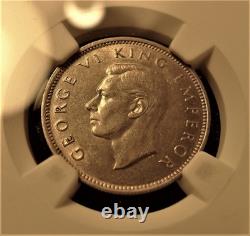1942 Nouvelle-Zélande 1 Shilling Argent Erreur Dos Cassé NGC AU-58 Près de Non Circulé 1S