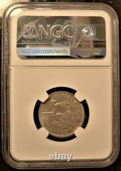 1942 Nouvelle-Zélande 1 Shilling Argent Erreur Dos Cassé NGC AU-58 Près de Non Circulé 1S