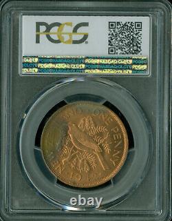 1942 Nouvelle-Zélande Penny Pcgs Ms64 Rd Mac Exfs Exceptionnelle 1ère Frappe Pop 2