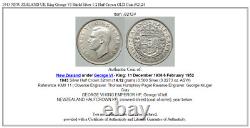 1943 NOUVELLE-ZÉLANDE ROYAUME-UNI Roi George VI Écu en argent 1/2 Demi-Couronne VIEILLE Pièce i92124