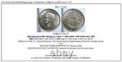 1943 NOUVELLE-ZÉLANDE Royaume-Uni Roi George VI Bouclier Argent 1/2 Demi-Couronne VIEILLE Pièce de Monnaie i111381