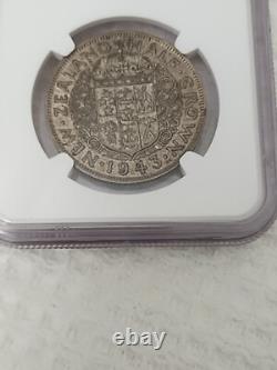 1943 Nouvelle-Zélande Demi Couronne, George VI Roi Empereur, NGC AU 53