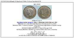 1943 Nouvelle Zelande Sous Le Roi Britannique George VI Argent 1/2 Crown Coin Shield I83398